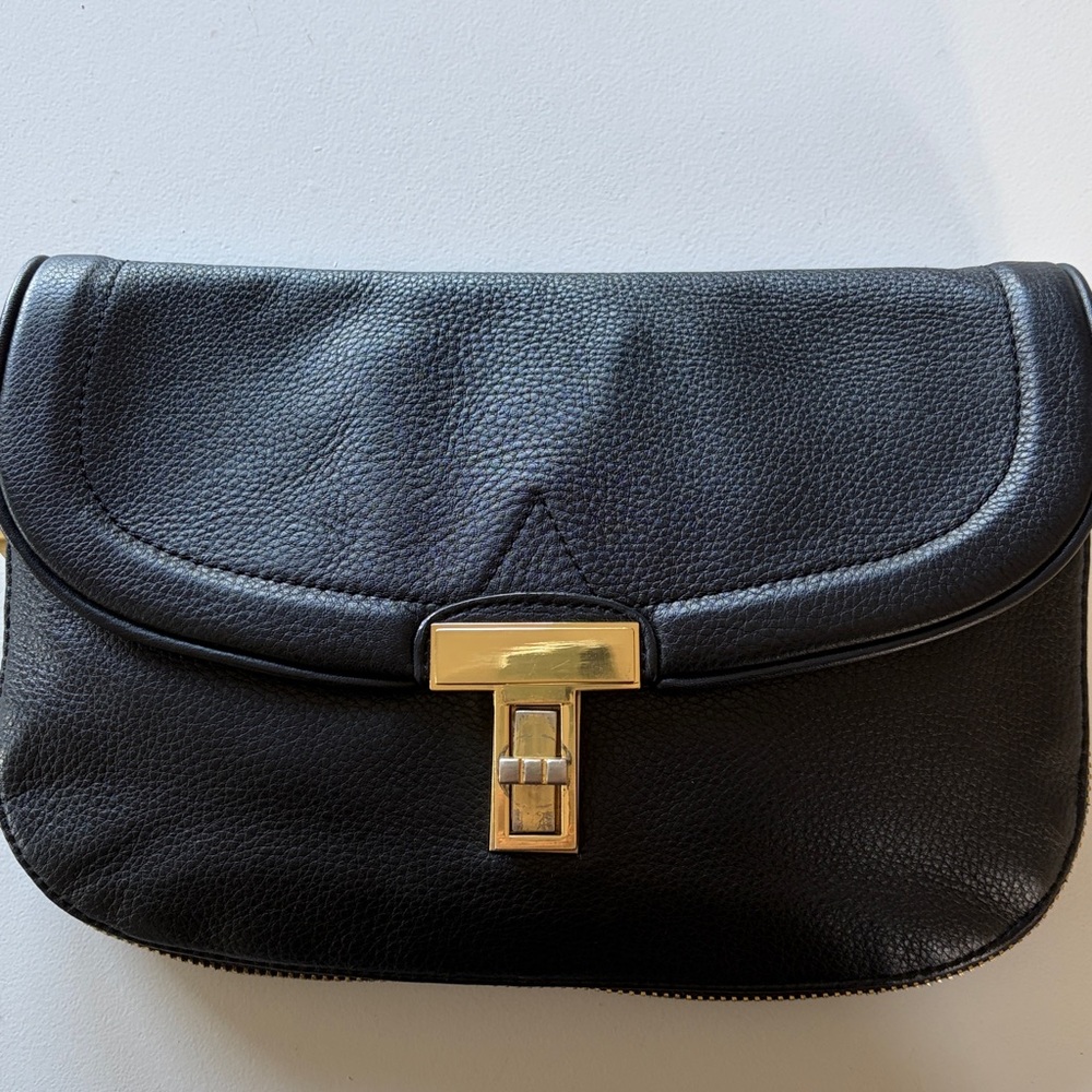 Pour La Victoire Black Leather Vernon Clutch Bag